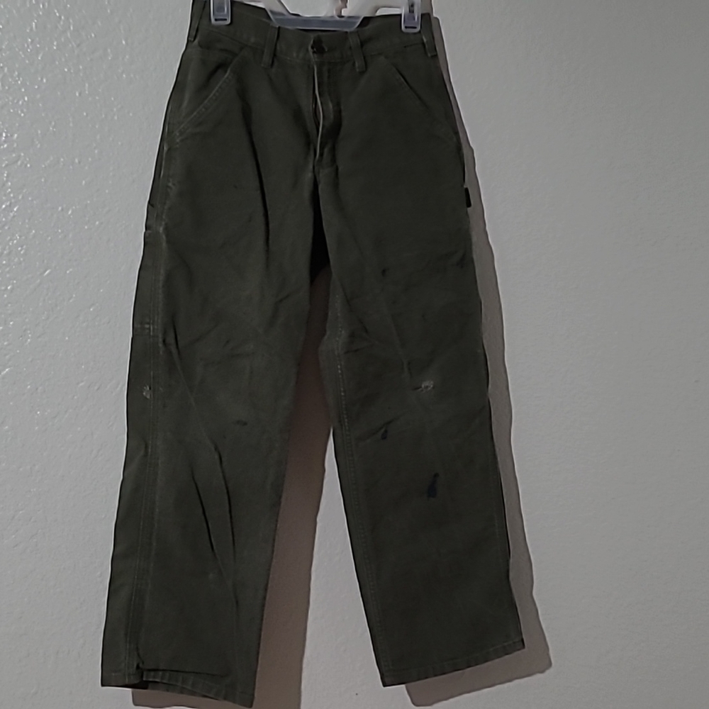 Vintage green carhartt carpenter pants size 28x30 great fade great wash